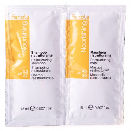 Fanola Nourishing - saszetki szampon i maska, rekonstrukcja włosów suchych i łamliwych 2x15ml Fanola - 1