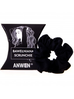 Anwen SCRUNCHIE Bawełniana gumka do włosów czarna