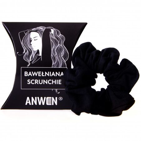 Anwen SCRUNCHIE Bawełniana gumka do włosów czarna