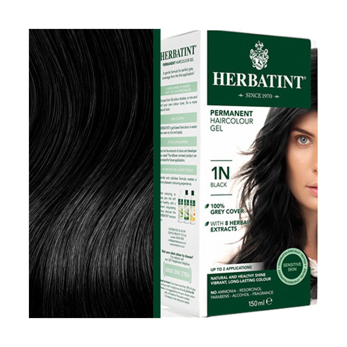 Naturalna trwała farba do włosów Herbatint 1N Czarny