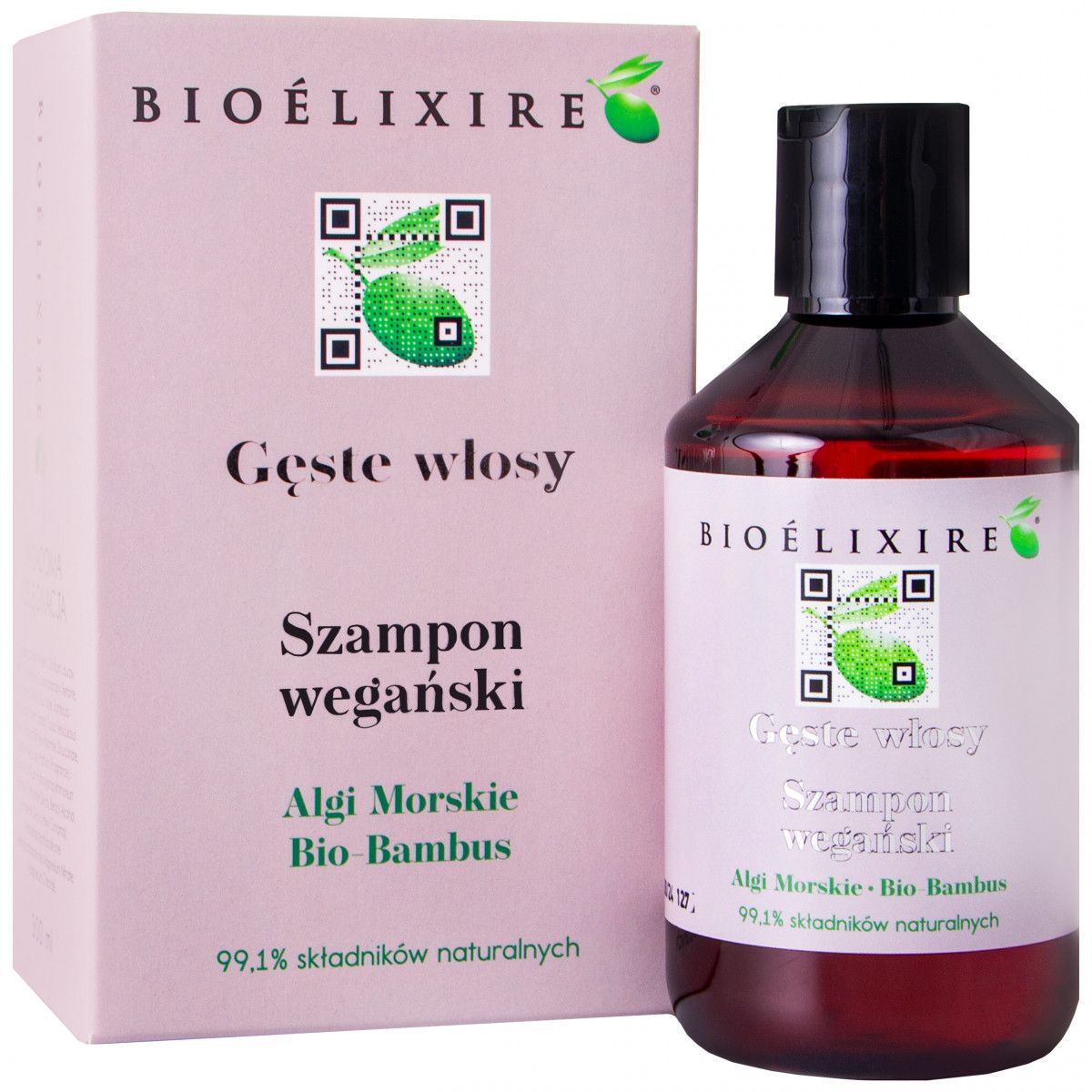 Bioelixire Szampon Wegański Algi Morskie i Bio-Bambus regenerujący do włosów osłabionych i zniszczonych 300 ml