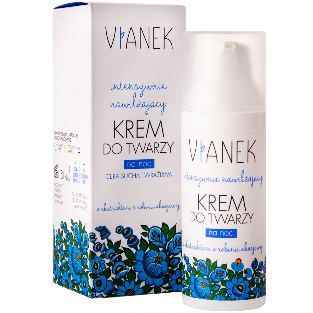 Vianek Intensywnie nawilżający krem do twarzy na noc 50 ml