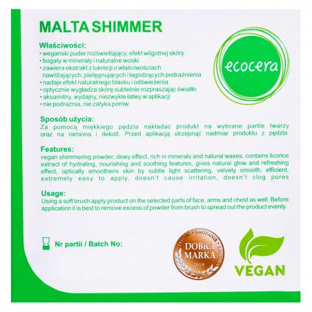Ecocera Puder rozświetlający Malta – naturalny puder wegański 10g