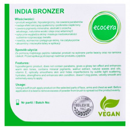 Ecocera Puder brązujący India – opalizujący puder wegański 10g