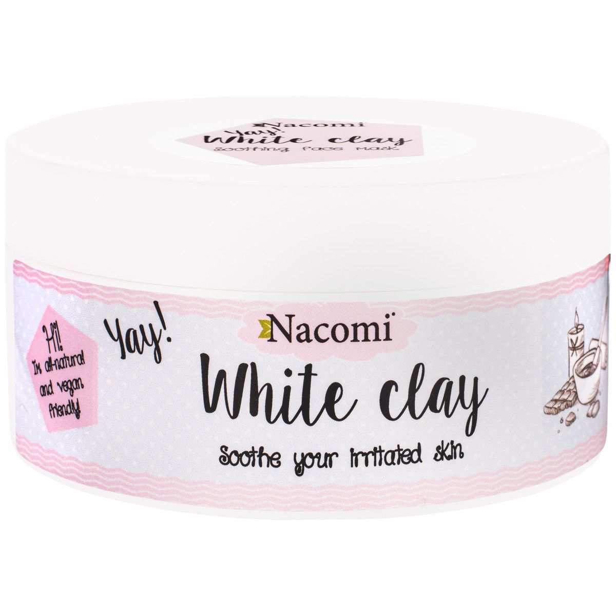 Nacomi White Clay – porcelanowa glinka do skóry suchej, delikatnej i z pierwszymi oznakami starzenia się, 50 g