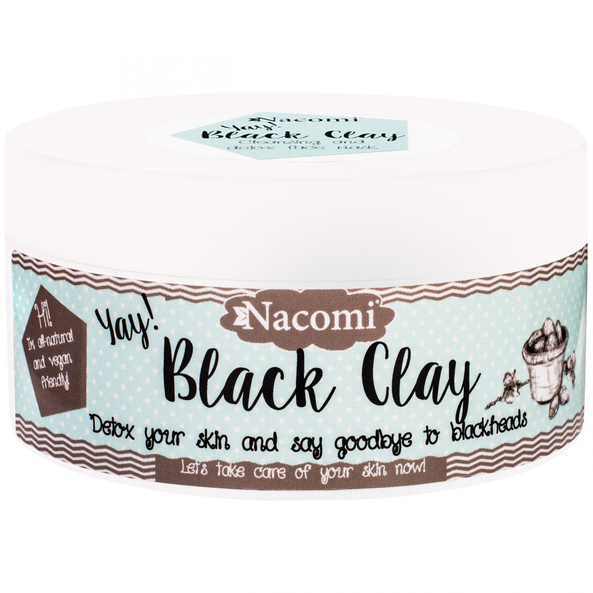 Nacomi Black Clay – czarna detoksykujaca glinka do twarzy z aktywnym węglem, 90 g