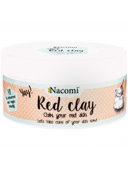 Nacomi Red Clay – czerwona glinka do twarzy do cery naczynkowej zmniejszająca zaczerwienienia, 100 g