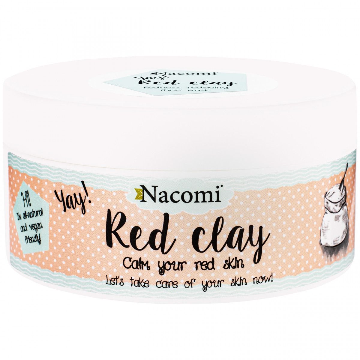 Nacomi Red Clay – czerwona glinka do twarzy do cery naczynkowej zmniejszająca zaczerwienienia, 100 g