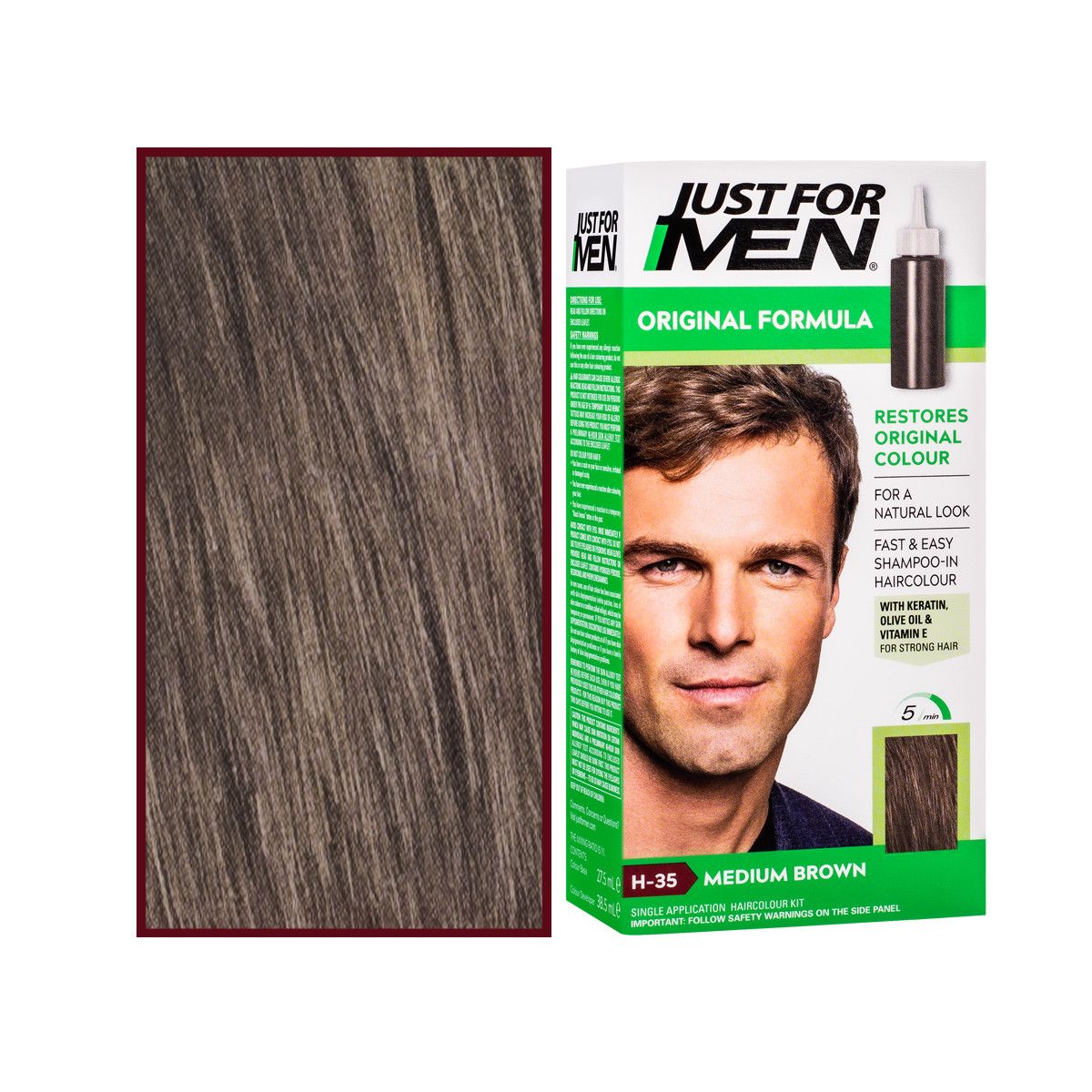 Just For Men – odsiwiacz do włosów dla mężczyzn, 66 ml kolor Medium Brown H35 Średni Brązowy