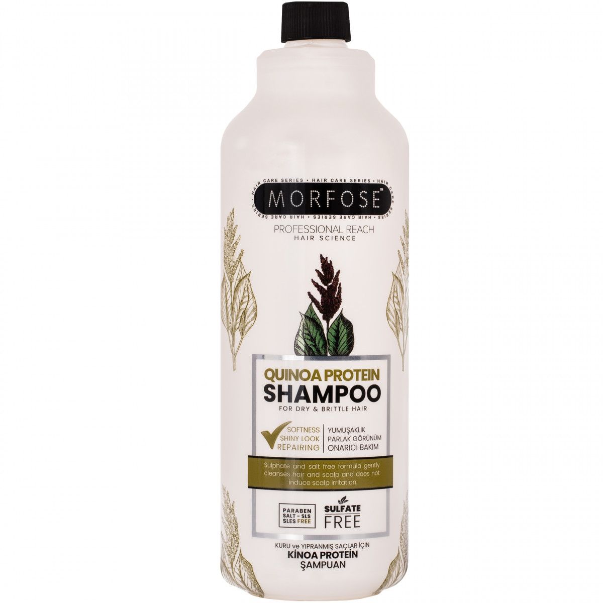 Morfose Quinoa Protein Shampoo – wzmacniający szampon do włosów suchych i kruchych, dodaje blasku i odżywia, 1000 ml