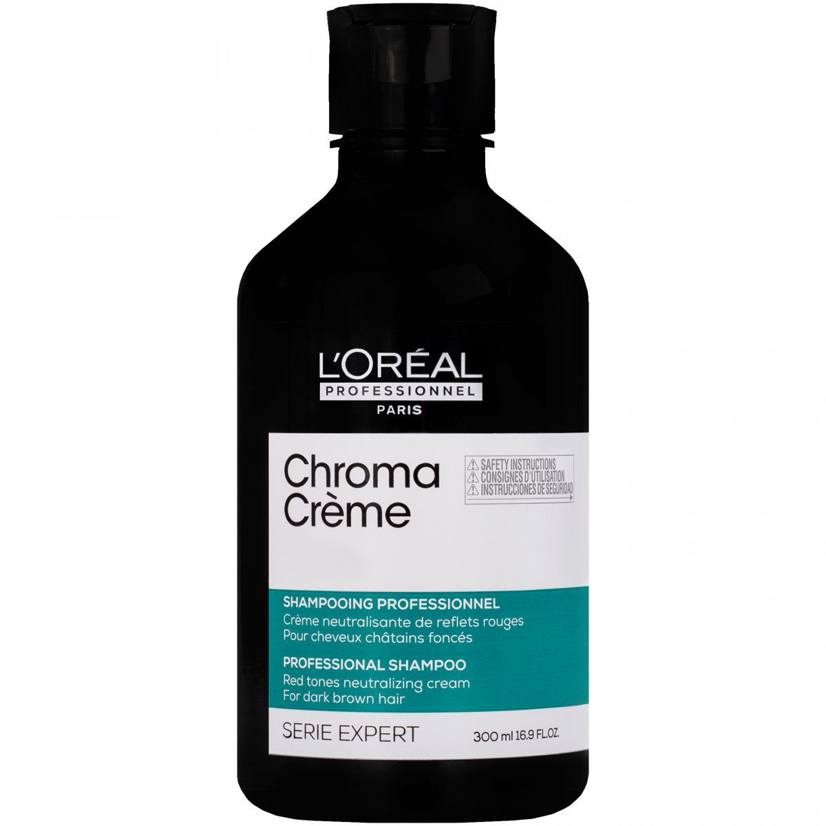 Loreal Chroma Creme Shampoo Green Dyes – szampon do włosów ciemnobrązowych i czarnych neutralizujący czerwone tony, 300 ml