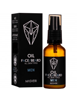 Masveri Face Beard Oil All Skin Types - olejek do pielęgnacji twarzy i brody, do każdego rodzaju skóry, 30ml