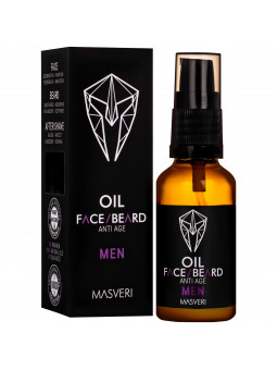Masveri Face Beard Oil Anti Age - olejek do pielęgnacji twarzy i brody, przeciwstarzeniowy, 30ml