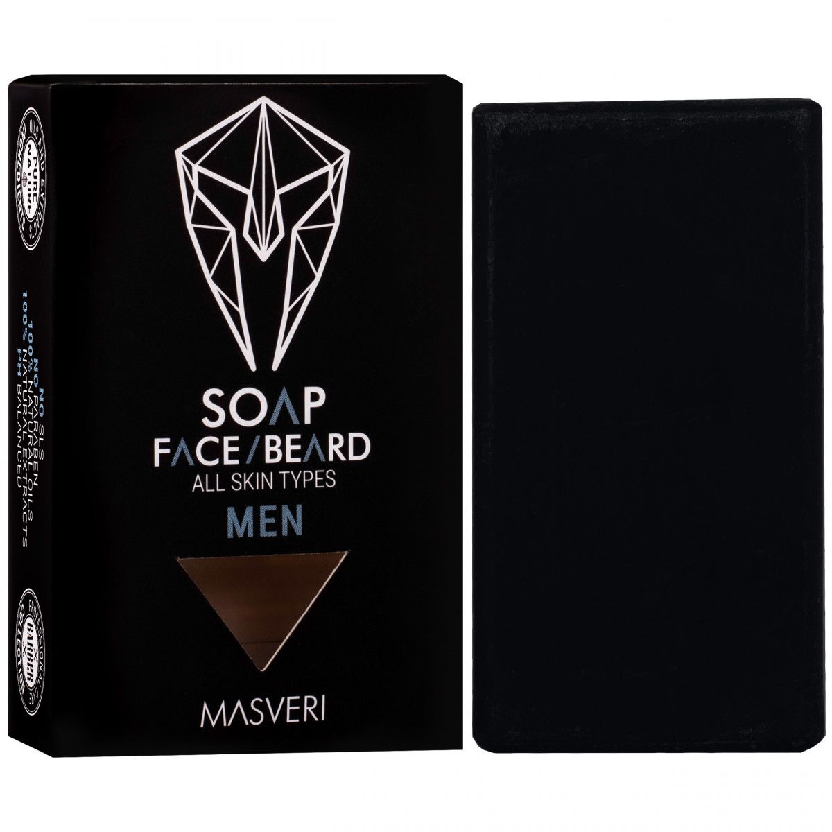 Masveri Soap Face Beard All Skin Types - mydło do twarzy i zarostu dla mężczyzn, 100g