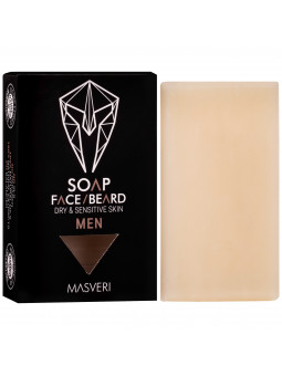 Masveri Soap Face Beard Dry & Sensitive Skin - nawilżające mydło do twarzy i zarostu dla mężczyzn, 100g