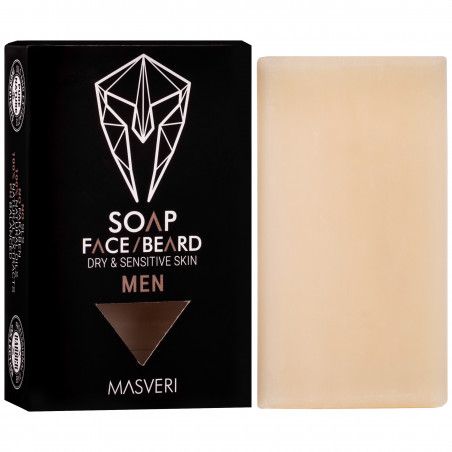 Masveri Soap Face Beard Dry & Sensitive Skin - nawilżające mydło do twarzy i zarostu dla mężczyzn, 100g