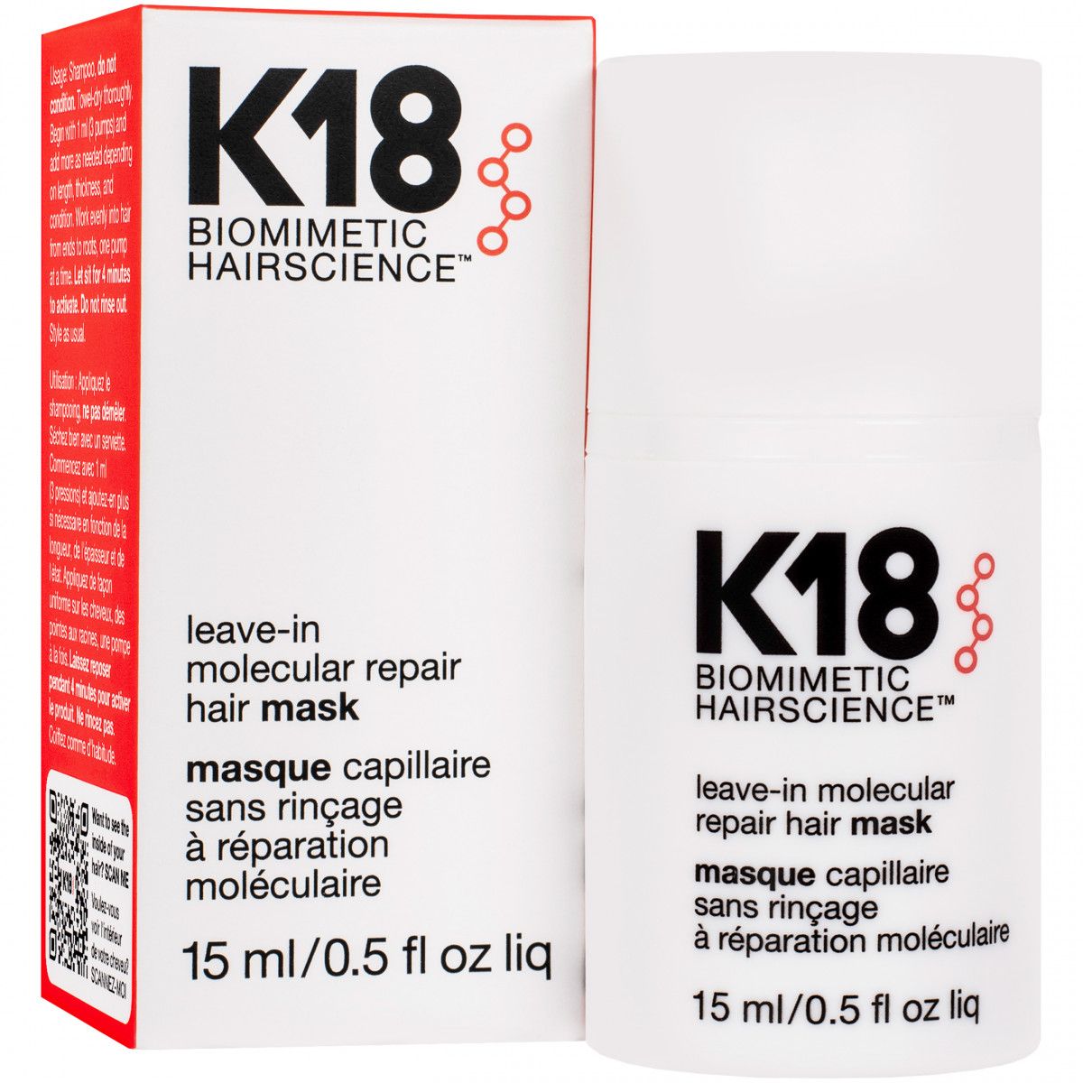 K18 Leave-in Molecular Repair Hair Mask - odbudowująca maska bez spłukiwania, 15ml