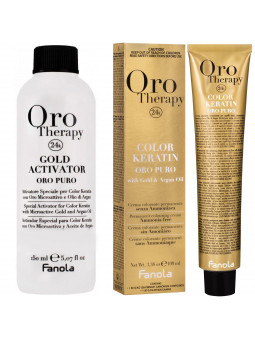 Fanola Oro Therapy - zestaw do farbowania farba do włosów 100ml i oxydant 150ml