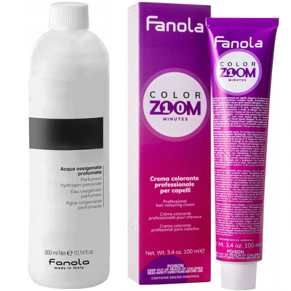 Fanola Color Zoom - zestaw do farbowania włosów farba 100ml i oxydant 300ml