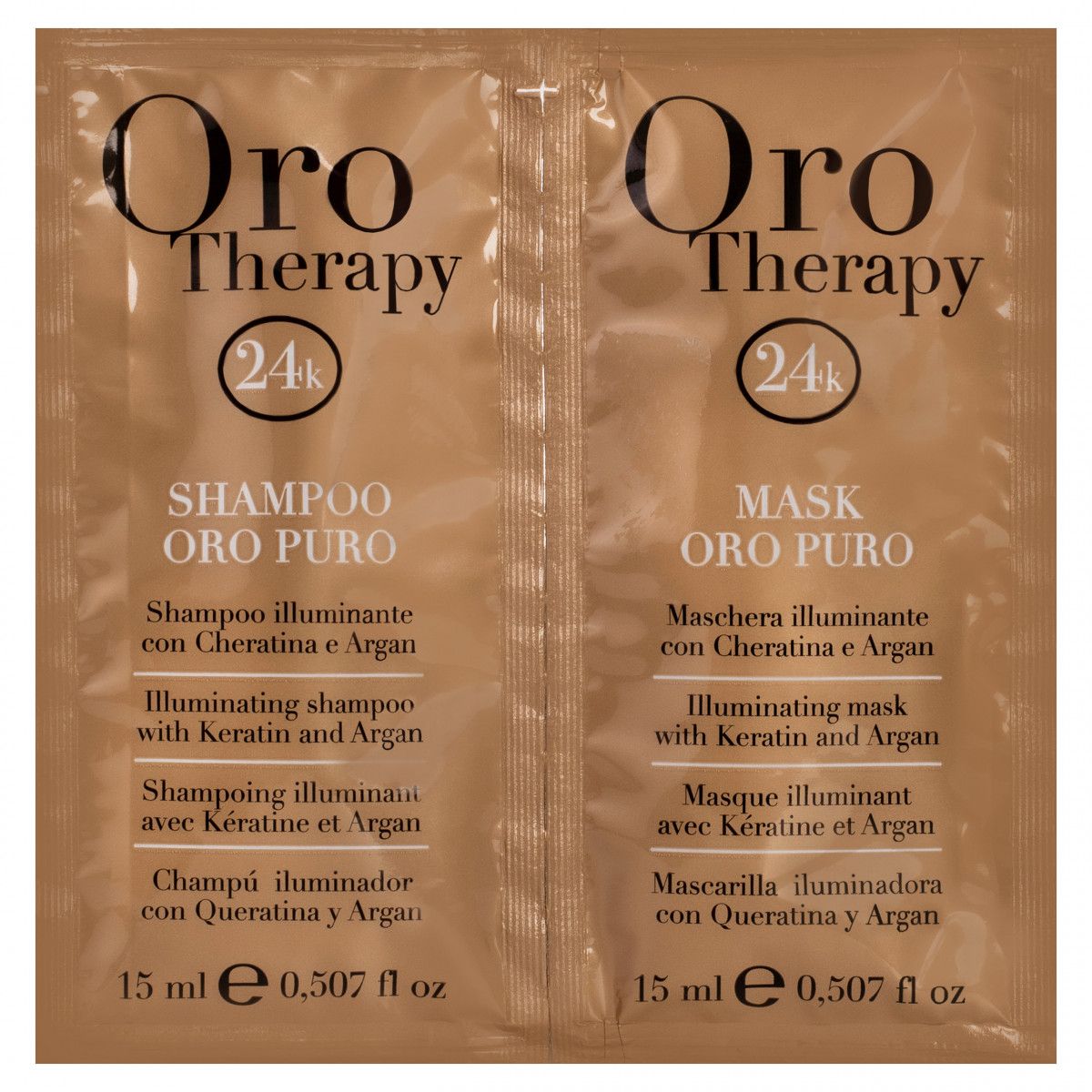 Fanola Oro Therapy Szampon 15ml + Maska 15ml - próbka kosmetyków rozświetlających