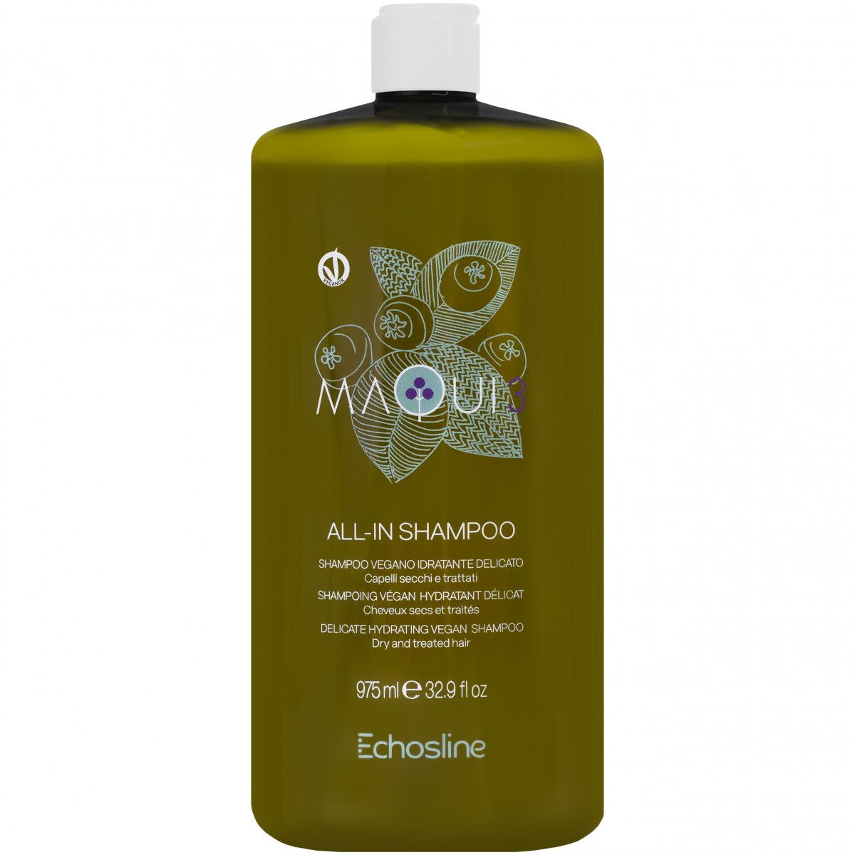 Echosline Maqui 3 All in Shampoo - delikatny szampon nawilżający do włosów zniszczonych, 975ml