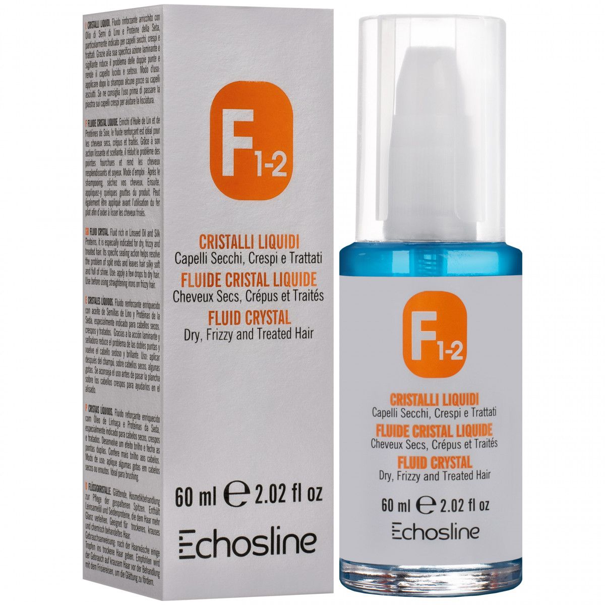 Echosline F1-2 Fluid Crystal - fluid do włosów suchych, puszących się i zniszczonych, 60ml