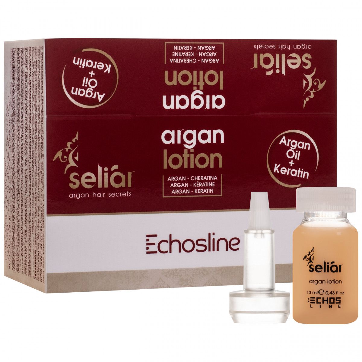 Echosline Seliar Argan Lotion – odżywcze ampułki z olejem arganowym i keratyną, 12x13ml