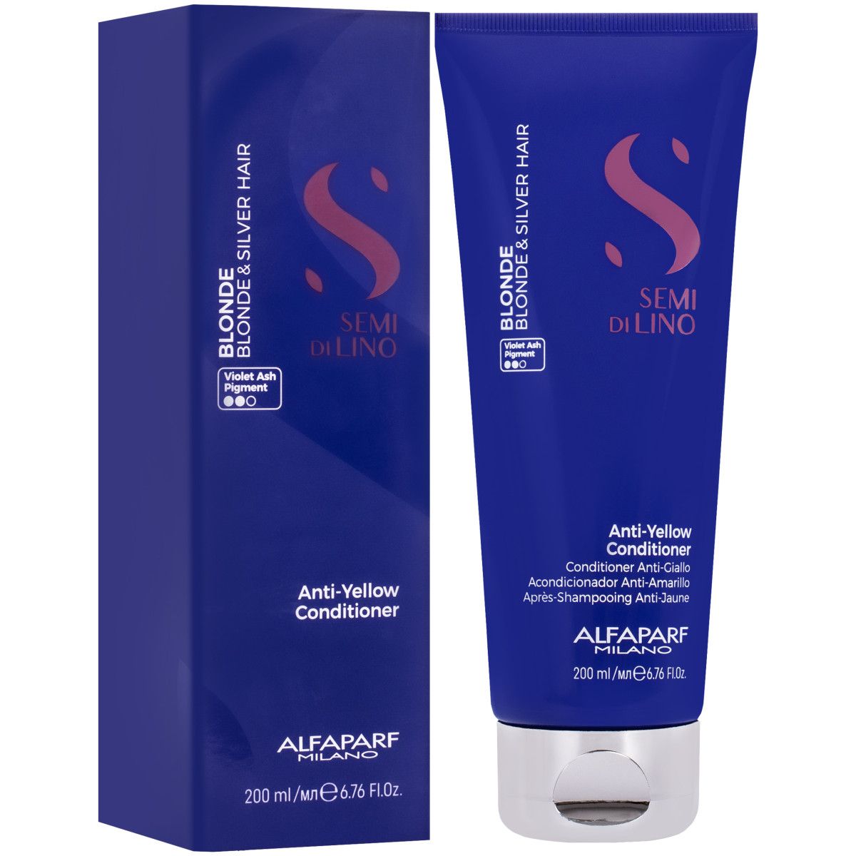 Alfaparf Semi Di Lino Blonde Anti-Yellow – odżywka do włosów blond i siwych, 200ml