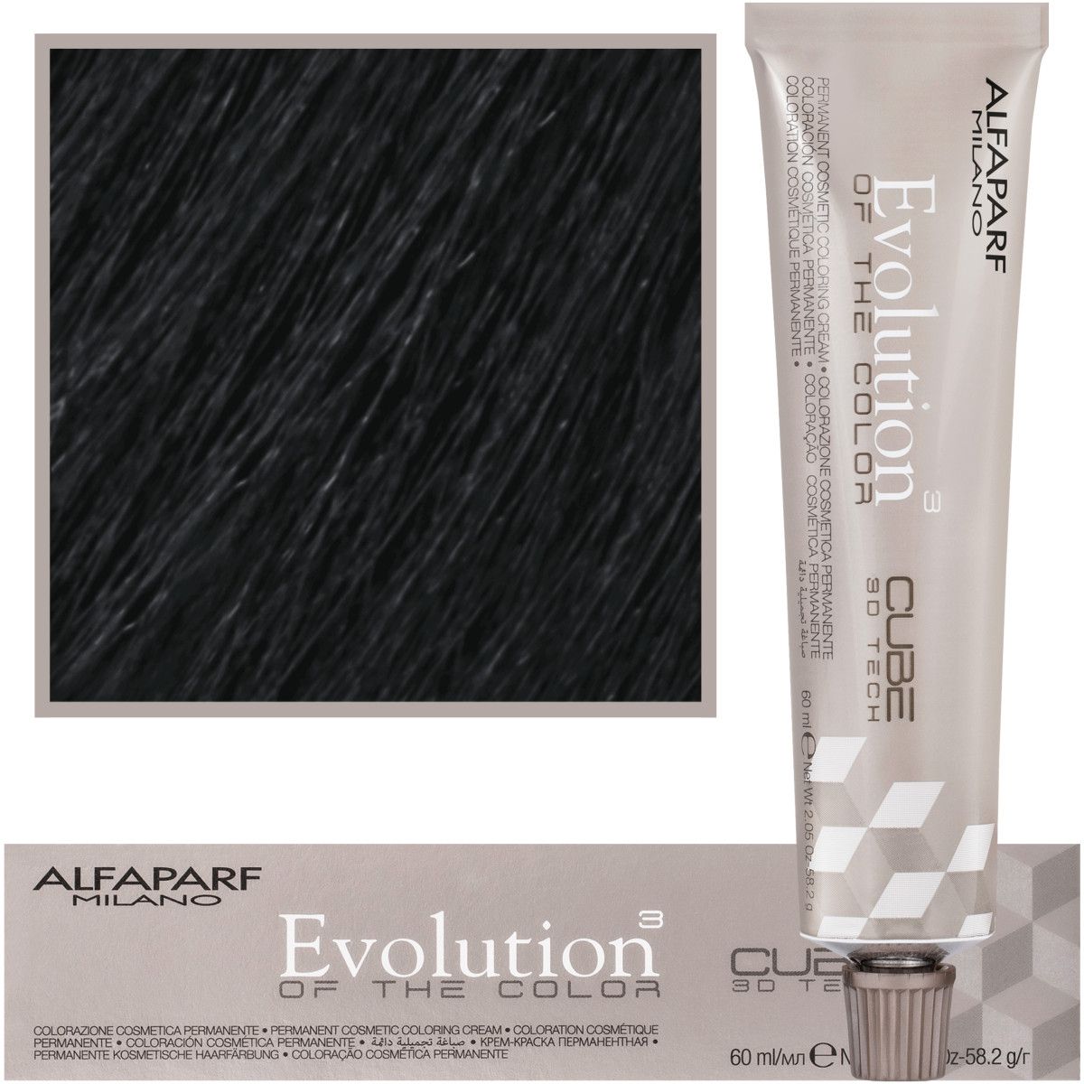 Alfaparf Evolution farba do włosów 60ml kolor 1 Czerń