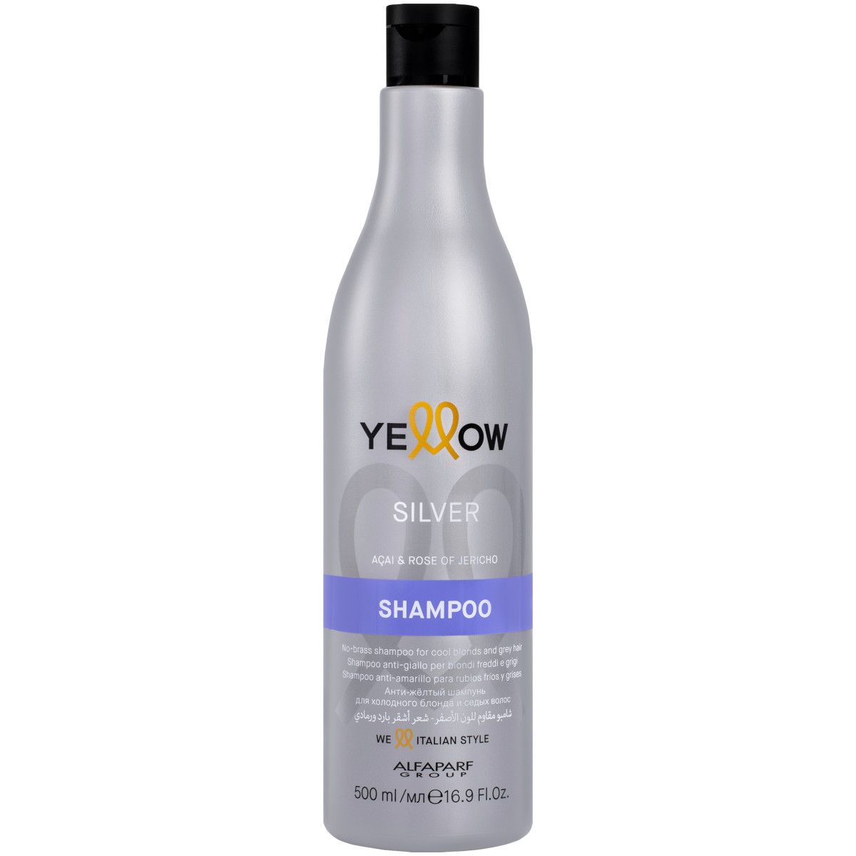 Alfaparf YELLOW Silver - szampon do włosów blond i siwych, neutralizujący żółte i pomarańczowe refleksy, 500ml