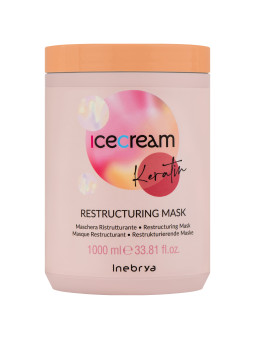 Inebrya Ice Cream Keratin Restructuring - maska do włosów suchych, spuszonych i poddanych zabiegom, 1000ml