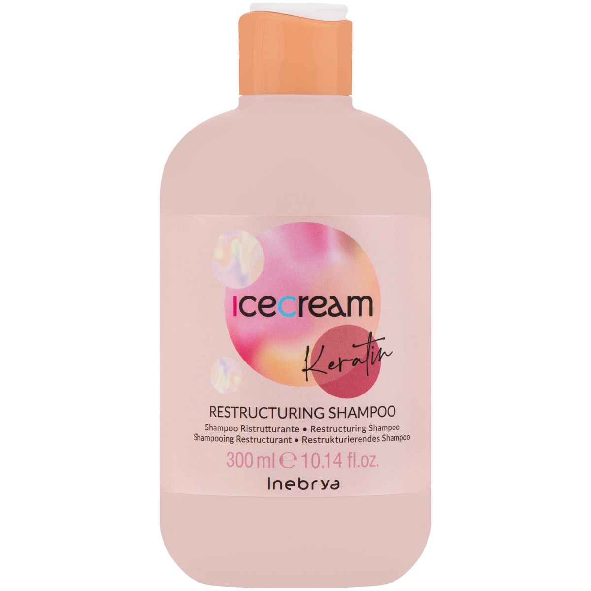 Inebrya Ice Cream Keratin Restructuring - szampon do włosów suchych i puszących się, 300ml