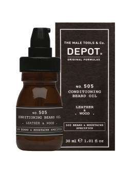 Depot No.505 Leather&Wood - olejek do brody, 30ml