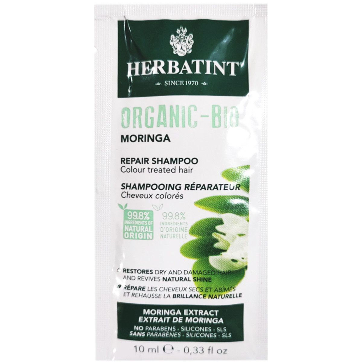Herbatint Organic Bio Moringa delikatny szampon naprawczy do włosów 10ml