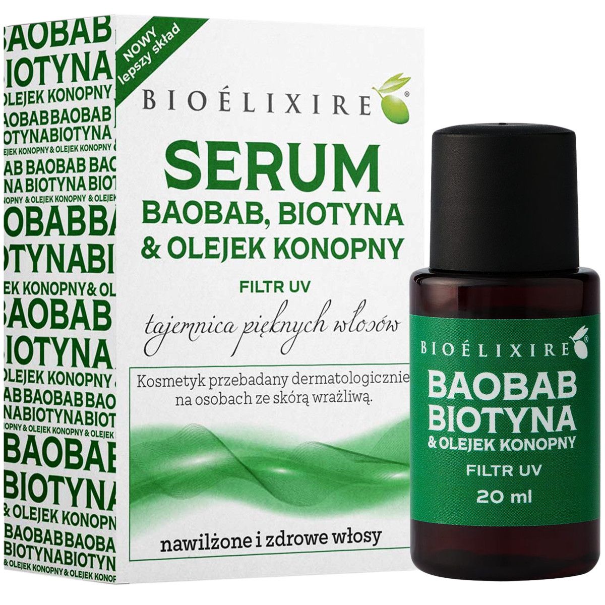 Bioelixire olejek nawilżający do włosów konopia & baobab 20 ml