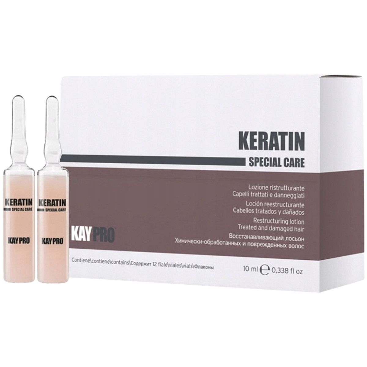 KayPro Keratin Restructuring Lotion - ampułki keratynowe do włosów zniszczonych, 12x10ml