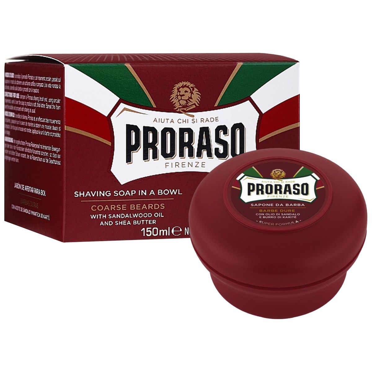 Proraso Coarse Shaving Soap Jar - mydło do golenia drzewo sandałowe i masło shea, 150ml