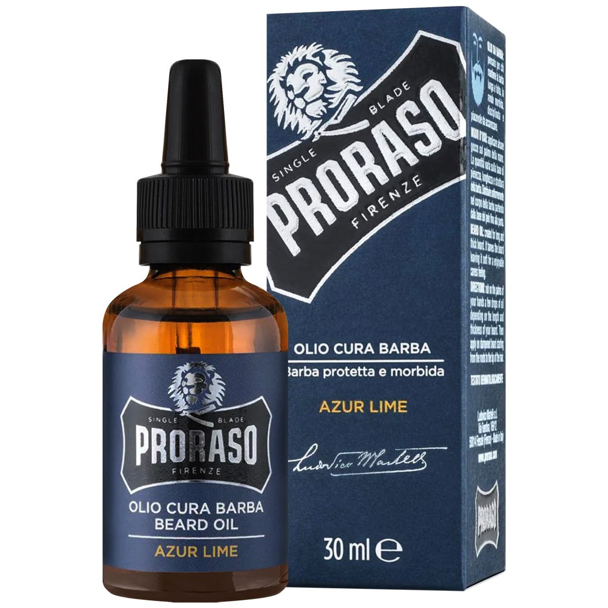 Proraso Azur Lime Beard Oil - cytrusowy olejek do pielęgnacji brody, 30ml