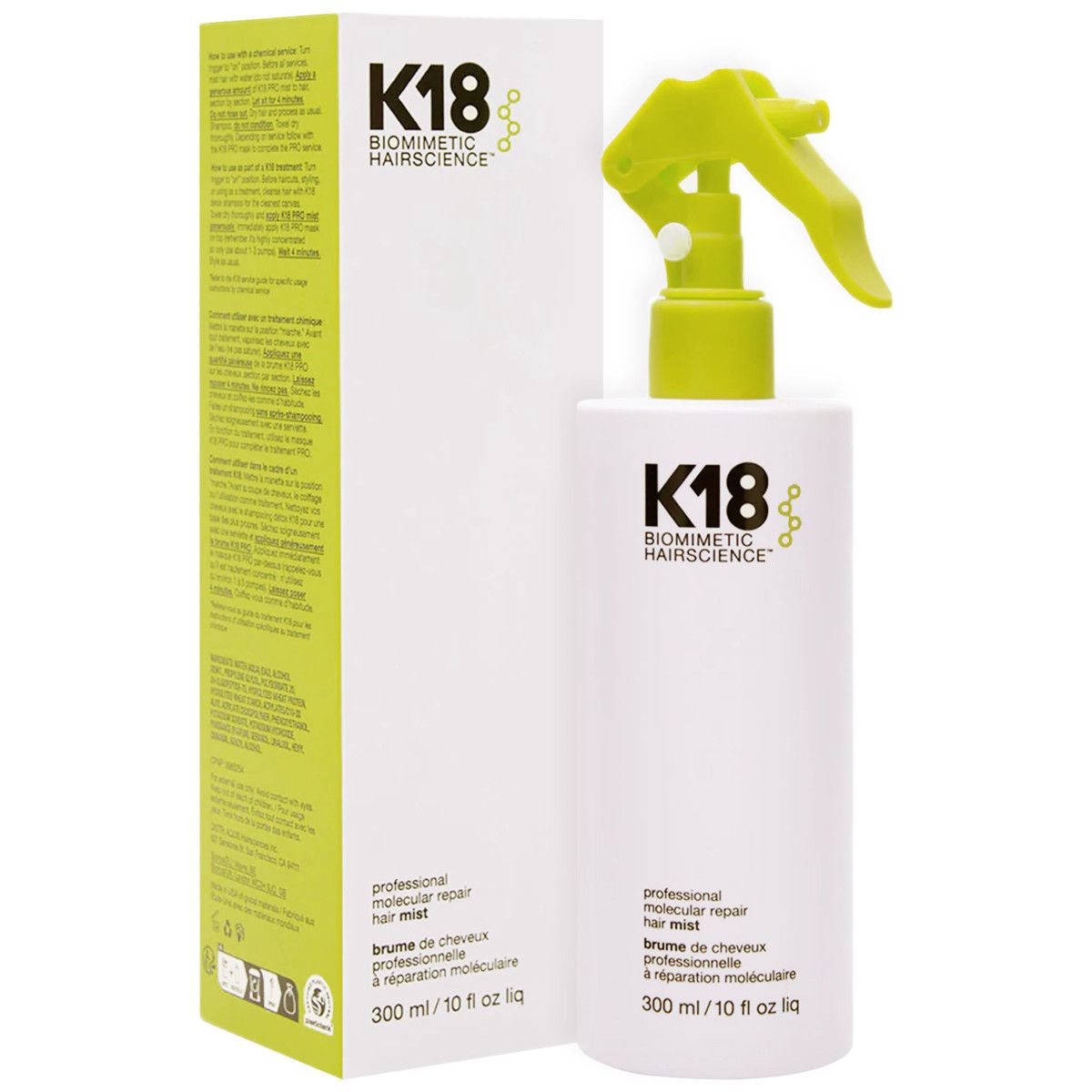 K18 Molecular Repair Hair Mist - molekularna, regenerująca mgiełka do włosów, 300ml